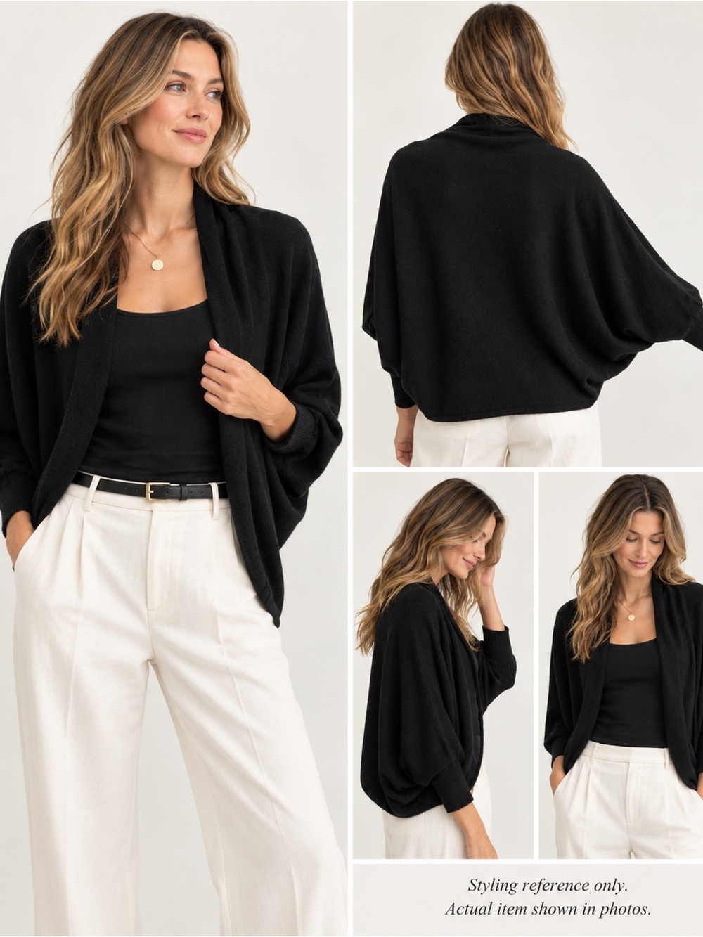 Vince 100% Cashmere Cocoon Shrug Cardigan Black XS Batwing Open Front